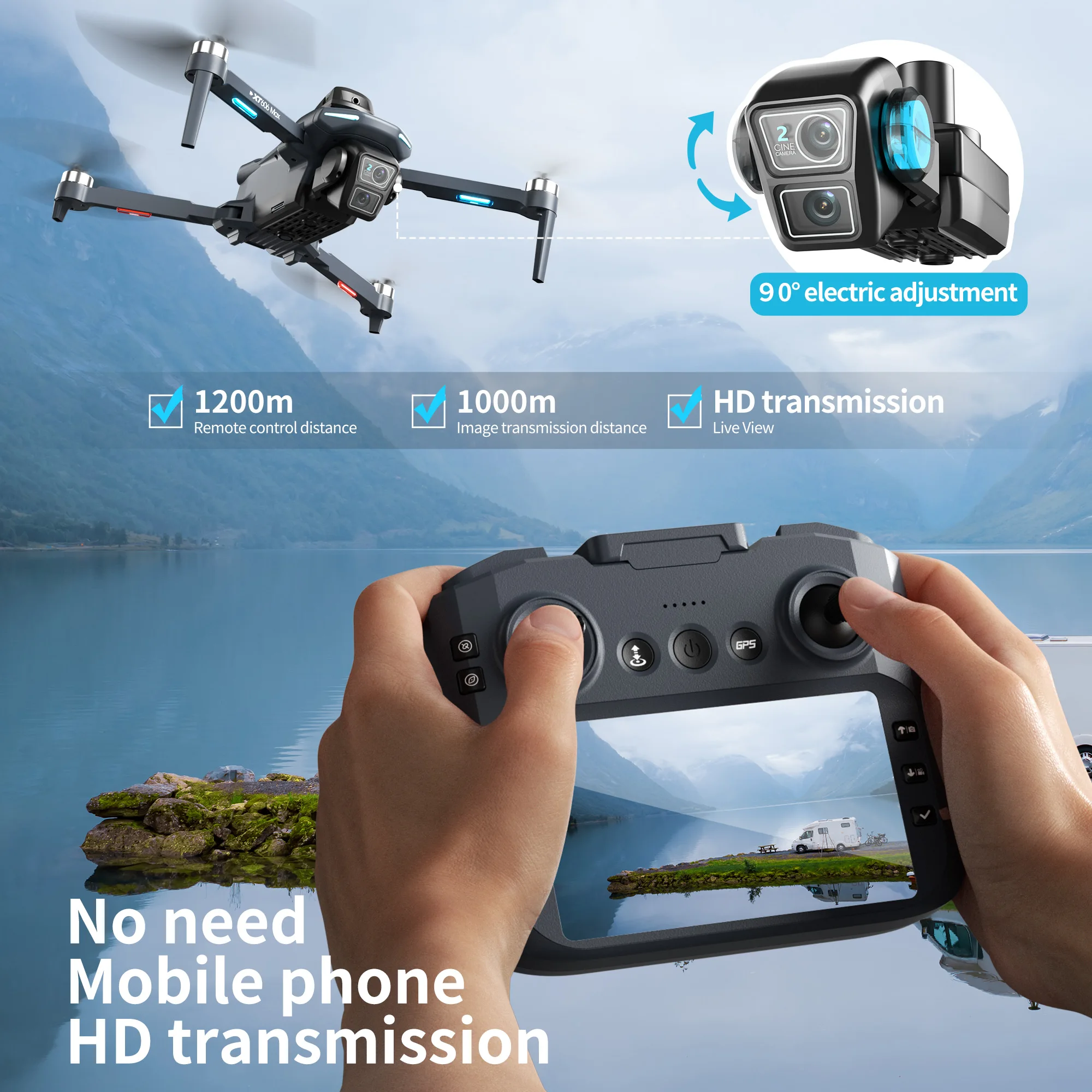 Original XT606 MAX GPS Drone 4 - огляд і ціна Drone Gps Mount